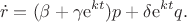 $$
\dot{r} = (\beta +\gamma \mathrm{e}^{kt})p+\delta \mathrm{e}^{kt}q.
$$
