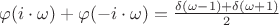 $\varphi (i \cdot \omega) + \varphi (-i \cdot \omega) = \frac {\delta(\omega-1)+\delta(\omega+1)} {2}$