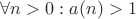 $\forall n>0: a(n)>1$