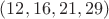 $(12,16,21,29)$