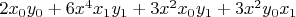 $2 x_0 y_0+6 x^4 x_1 y_1+3 x^2 x_0 y_1+3 x^2 y_0 x_1$