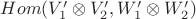 $Hom(V'_1\otimes V'_2, W'_1\otimes W'_2)$ $Hom(V'_1\otimes V'_2, W'_1\otimes W'_2)$