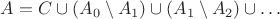 $A=C\cup (A_0\setminus A_1)\cup (A_1\setminus A_2)\cup \ldots$