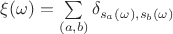 $\xi(\omega) = \sum\limits_{(a, b)} \mathbb \delta_{s_a(\omega), s_b(\omega)}$
