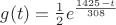 $g(t) = \frac {1}{2}e^{{\frac{1425 - t}{308}}}$
