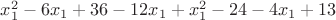 $x_1^2-6x_1+36-12x_1+x_1^2-24-4x_1+13$