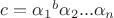 $c={\alpha_1}^b \alpha_2 ... \alpha_n$