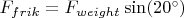 $F_{frik}=F_{weight}\sin(20^\circ)$