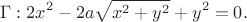 $$\Gamma: 2x^2 - 2 a \sqrt{x^2 + y^2} + y^2 = 0.$$