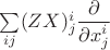 $\sum\limits_{ij}(ZX)^i_j\dfrac{\partial}{\partial x^i_j}$