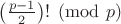 $\left(\frac{p-1}{2}\right)!\pmod p$