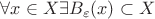 $\forall x \in X \exists B_{\varepsilon}(x)\subset X$