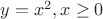 $y=x^2, x\ge 0$