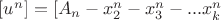 $[u^n]=[A_n-x_2^n-x_3^n-...x_k^n$
