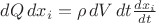 $dQ \, dx_i = \rho \, dV \, dt \frac{dx_i}{dt}$