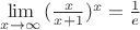 $\lim\limits_{x\to\infty} {(\frac{x}{x+1})^x} = \frac{1}{e}$