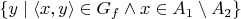 $\{y \mid \langle x,y \rangle \in G_f \land x \in A_1 \setminus A_2 \}$