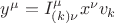 $y^\mu = I^\mu_{(k)\nu} x^\nu v_k$