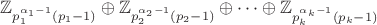 $\mathbb{Z}_{p_1^{\alpha_1-1}(p_1-1)}\oplus\mathbb{Z}_{p_2^{\alpha_2-1}(p_2-1)}\oplus\dots\oplus\mathbb{Z}_{p_k^{\alpha_k-1}(p_k-1)}$