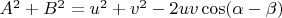 $A^2+B^2=u^2+v^2-2uv\cos(\alpha-\beta)$
