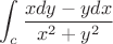 $$\int_{c}^{} \frac{xdy-ydx}{x^2+y^2} $$