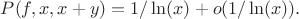 $P(f,x,x+y)=1/\ln(x)+o(1/\ln(x)).$