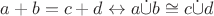 $a+b=c+d \leftrightarrow a \dot{\cup} b \cong c \dot{\cup} d$