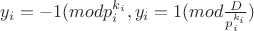 $y_i=-1(mod p_i^{k_i}, y_i=1(mod\frac{D}{p_i^{k_i}})$