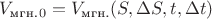 $V_\text{мгн.}_0 = V_\text{мгн.} (S,\Delta S,t,\Delta t)$