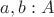 $a,b:A$