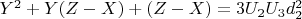 $Y^2 + Y(Z-X) + (Z- X) = 3U_2U_3d_2^2$