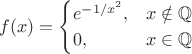 $$
f(x) =
\begin{cases}
e^{-1/x^2}, &x \notin \mathbb{Q} \\
0, &x \in \mathbb{Q}
\end{cases}
$$