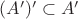 $(A')' \subset A'$