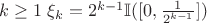 $k \ge 1 \; \xi_k = 2^{k - 1} \mathbb{I}([0, \frac{1}{2^{k - 1}}])$