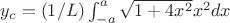 $y_c=(1/L)\int_{-a}^{a}\sqrt{1+4x^2}x^2dx$