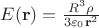 $E(\mathbf{r})  = \frac{R^3 \rho}{3\varepsilon_0 \mathbf{r}^2}$