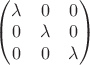 $\begin{pmatrix}
\lambda & 0 &0 \\
0 & \lambda & 0 \\
0 & 0 & \lambda 
\end{pmatrix}$