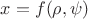 $x=f(\rho,\psi)$ $x=f(\rho,\psi)$