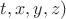 $t,x,y,z)$