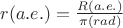 $r (a.e.) = \frac{R(a.e.)}{\pi (rad)}$