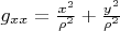 $g_{xx}=\frac{x^{2}}{\rho^{2}}+\frac{y^{2}}{\rho^2}$