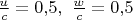 $\tfrac u c=0{,}5,\,\, \tfrac w c=0{,}5$