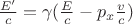 $\frac{E'}{c} = \gamma(\frac{E}{c} - p_x \frac{v}{c})$