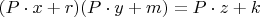 $(P  \cdot x + r)(P  \cdot y + m)= P  \cdot z + k$