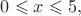 $0\leqslant x\leqslant 5,$