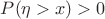 $P(\eta > x) > 0$