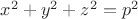 $ x^2  + y^2  + z^2  = p^2 $