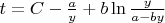 $\[t = C - \frac{a}{y} + b\ln \frac{y}{{a - by}}\]$