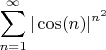 $$\sum_{n=1}^\infty |\cos(n)|^{n^2}$$