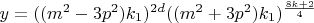 $ y=((m^2-3p^2)k_1)^{2d}((m^2+3p^2)k_1)^\frac{8k+2}{4}$
